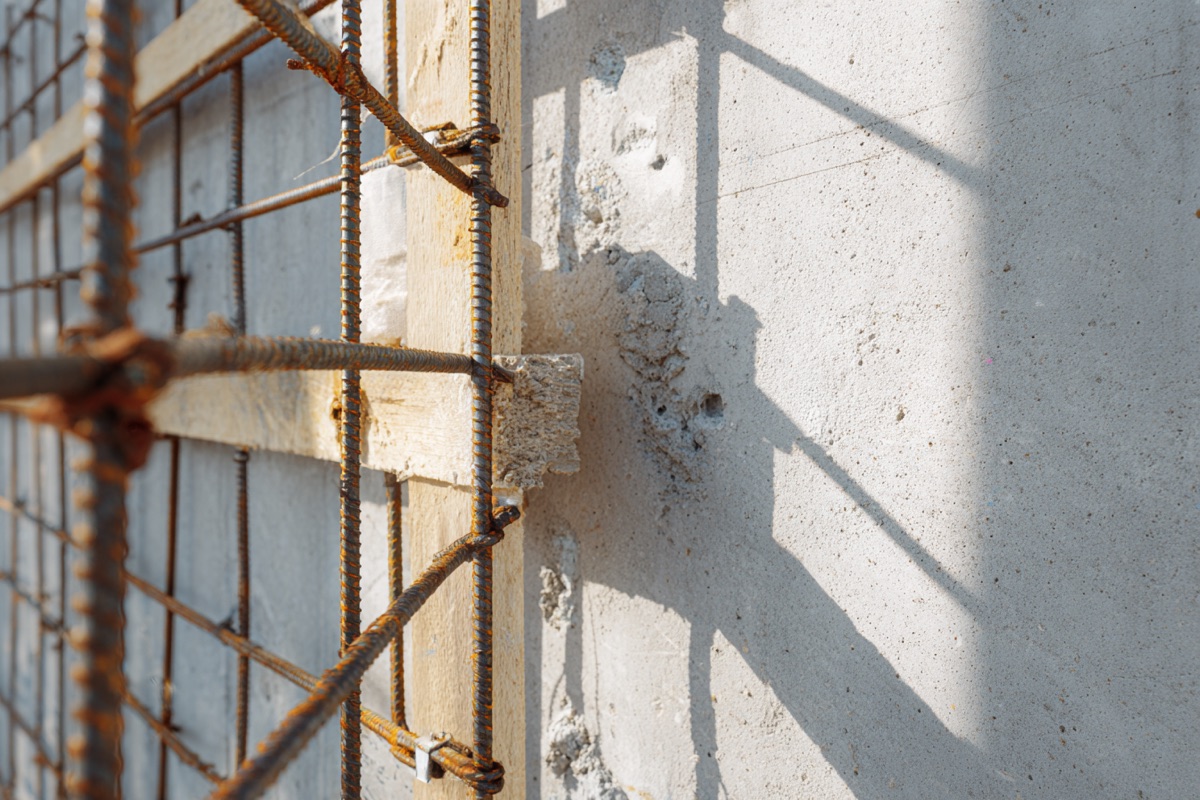 Bewehrte Stahlbetonwand mit Mattenbewehrung beidseitig