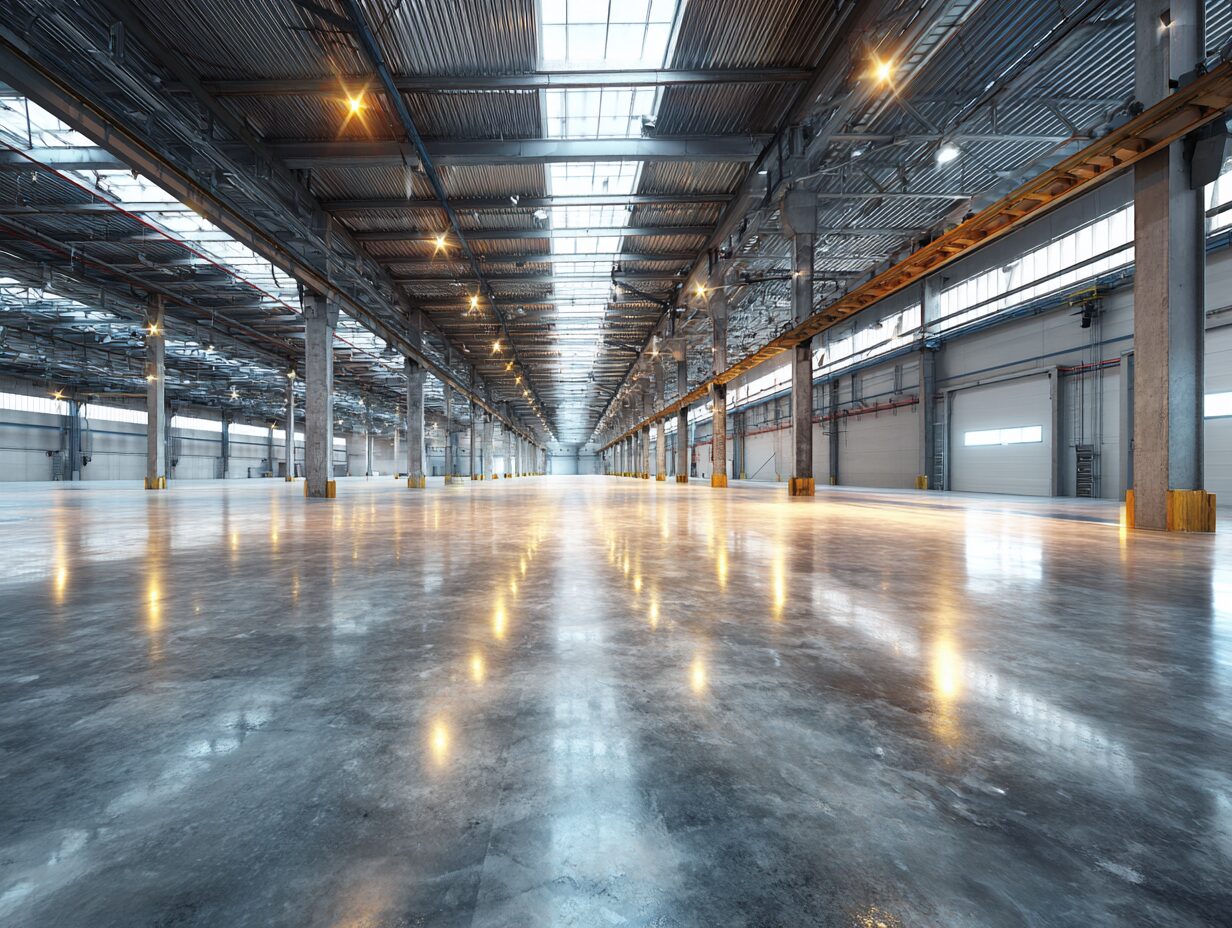 Polierter Industrieboden mit Stahlfasern